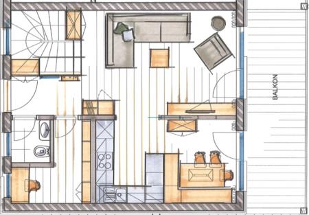 Skizze unteres Stockwerk - Familien-Appartement Anthea
