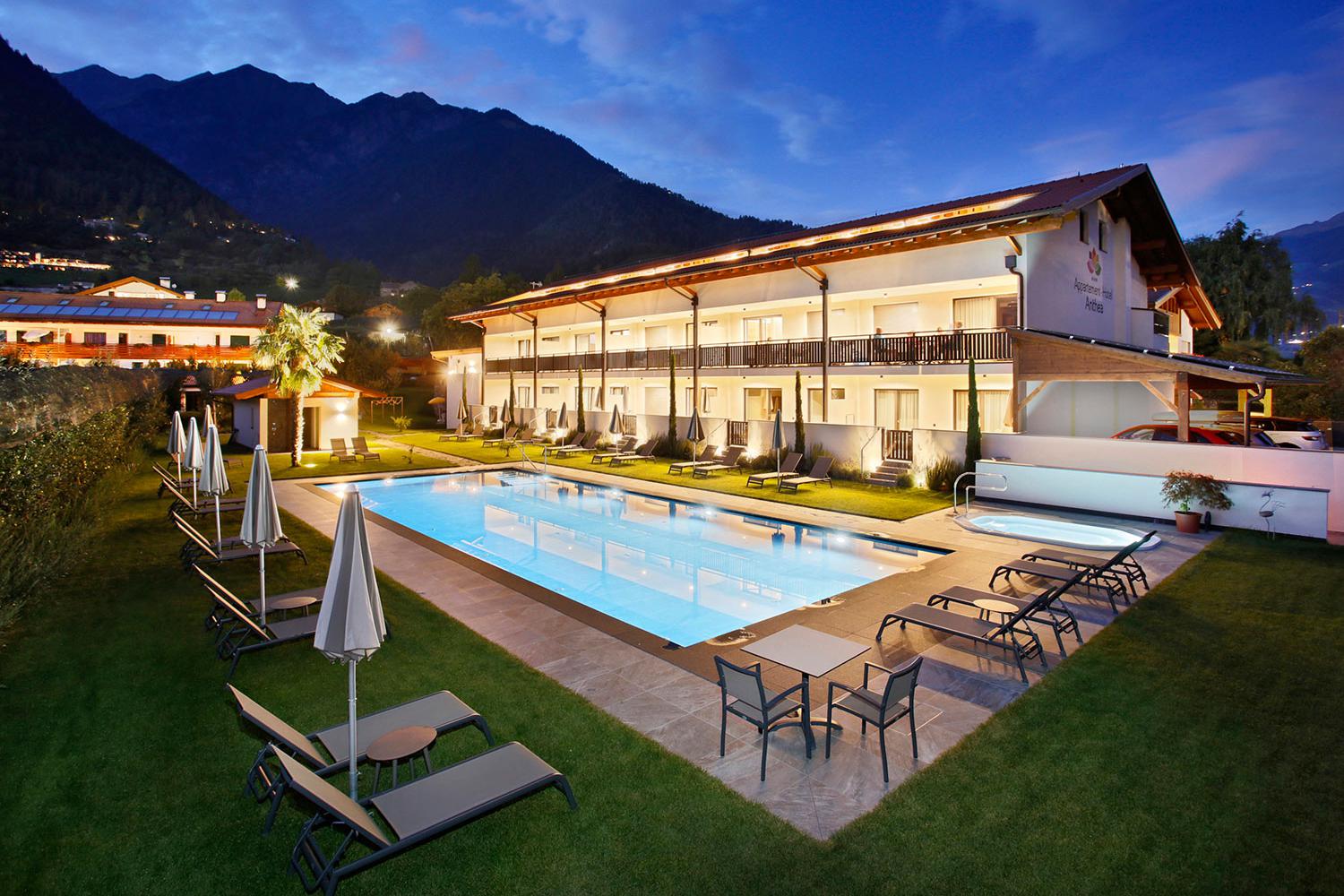 Anthea Apartment hotel & Pool at night